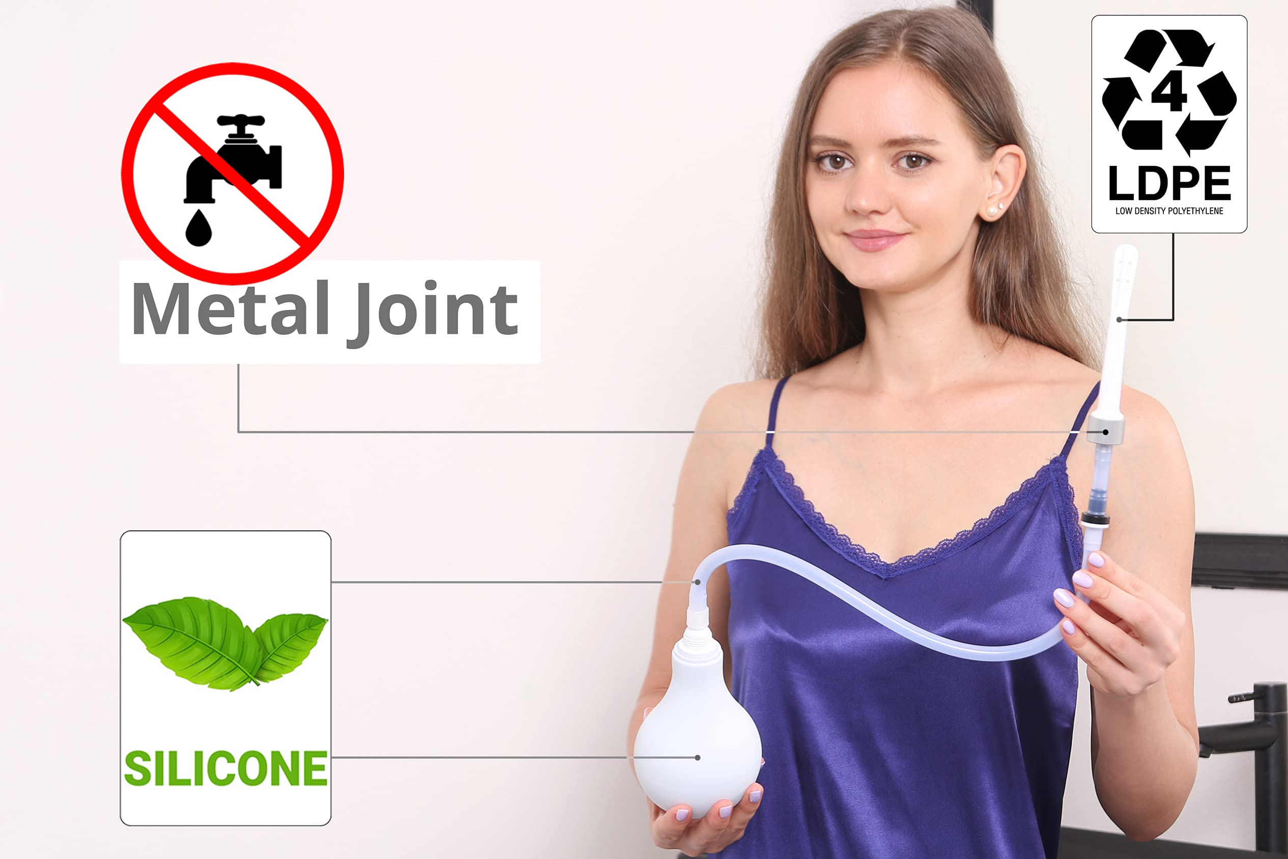 RVDKBULB Natural Vaginal Cleansing System with 3 One-Way Valves - Vaginal Douche for Women